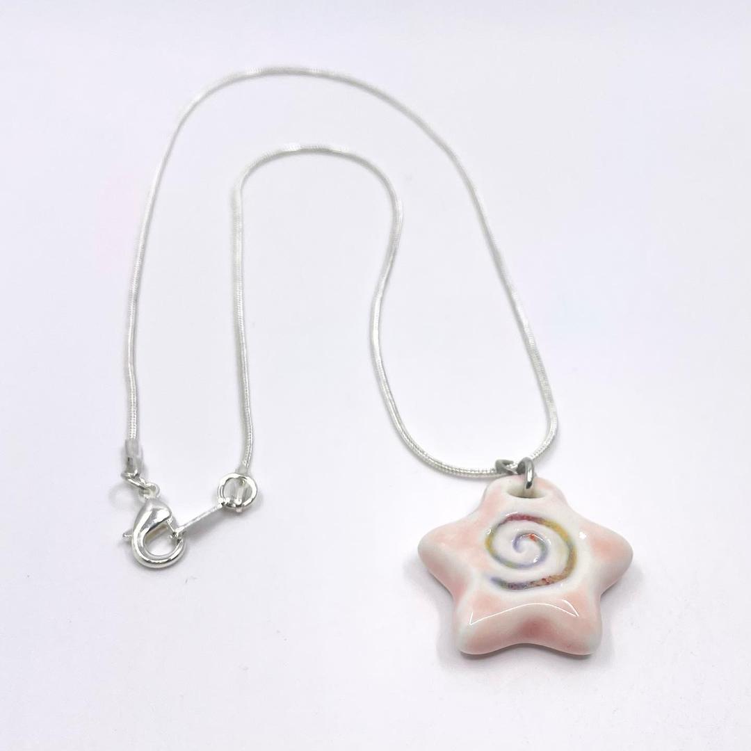 [SUGAR SCOOP] Ceramic star Spiral necklace - silver
