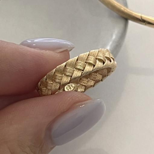 14k 18k 엔틱 위빙 짜임 무광 나무결 골드 우정 금 반지