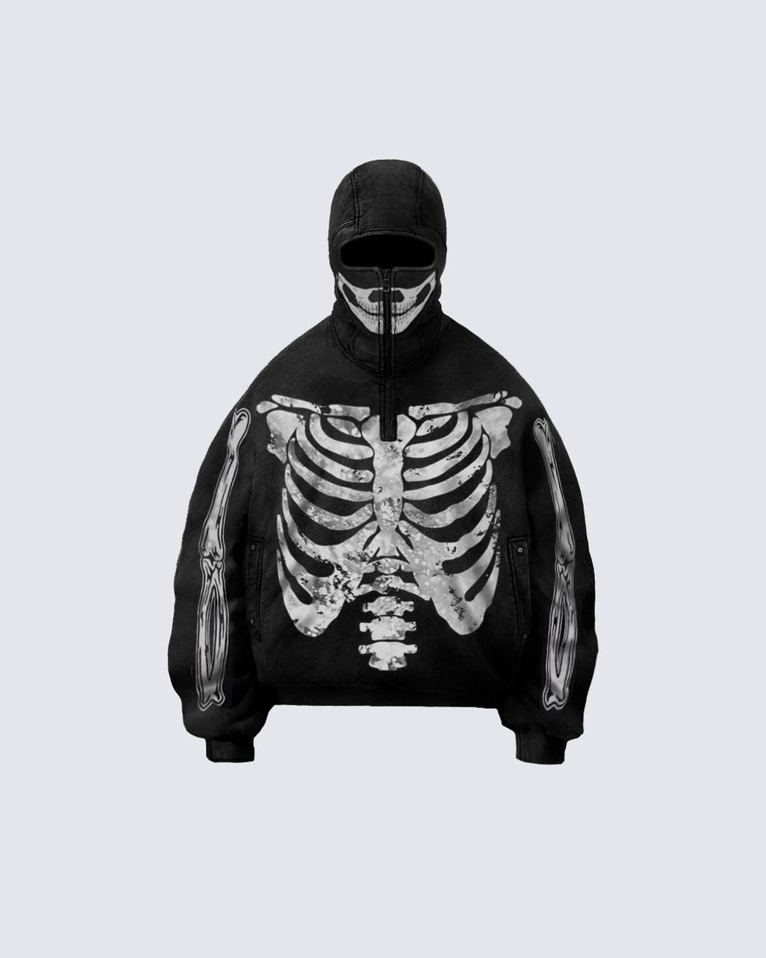Hoodies For Man  | Nighttime Fluorescent Print Skull Spine Costume