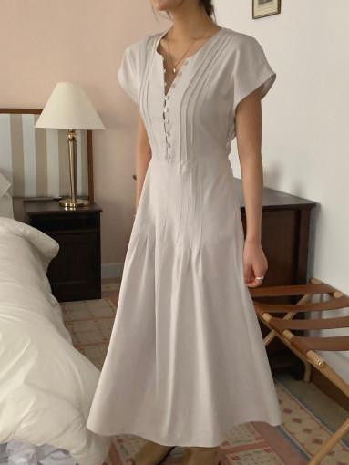 sale 당일발송 / 디어 핀턱 원피스 (봄여름 청순 단정 단추 20 30대 여성 반팔 롱원피스)