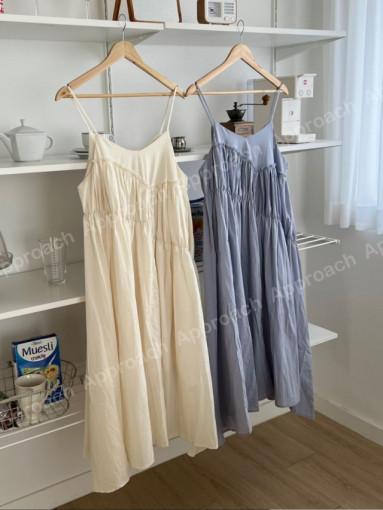 [어프로치] 페미닌 셔링 롱 슬리브 원피스 2color -레이어드 원피스