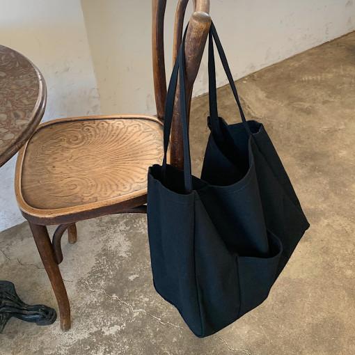 블랙 캔버스 빅백 숄더백 큰가방