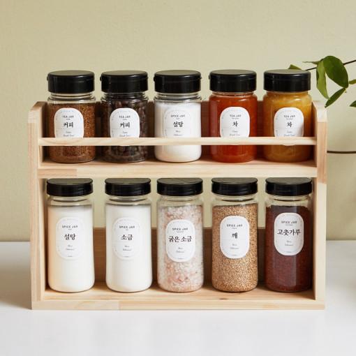 우디홈 양념통 2단정리대 투웨이캡 트라이탄 10P 세트