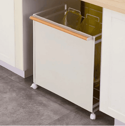 [살림꿀템] 도파밍 분리수거트롤리 철제 3단 가정용, 화이트 20리터, 화이트