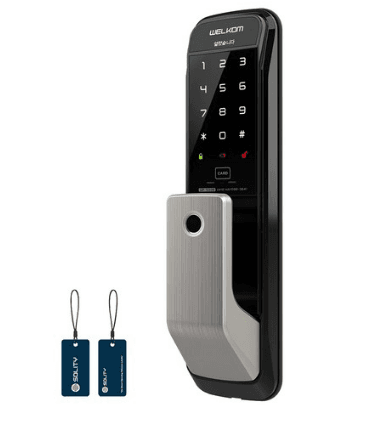 솔리티 지문인식 무타공 푸시풀 디지털손잡이 있음 도어락 WP-530B, WP-530B, 고객직접설치