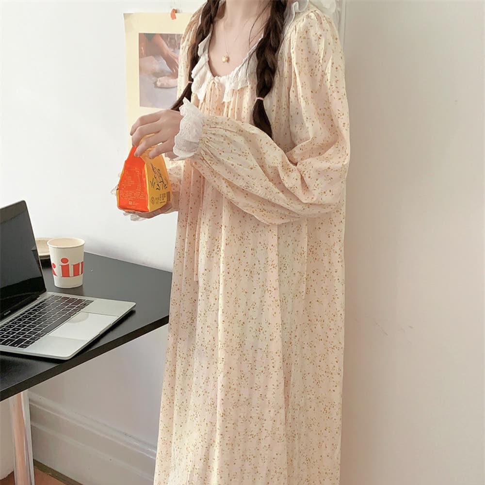 긴쥬긴팔원피스잠옷 가을 홈웨어