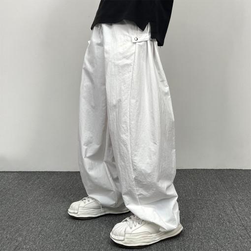 이런 상품 어때요? 나일론 사이드 버튼 벌룬 팬츠 4C 오버 와이드 핀턱 스트링 여름 바지