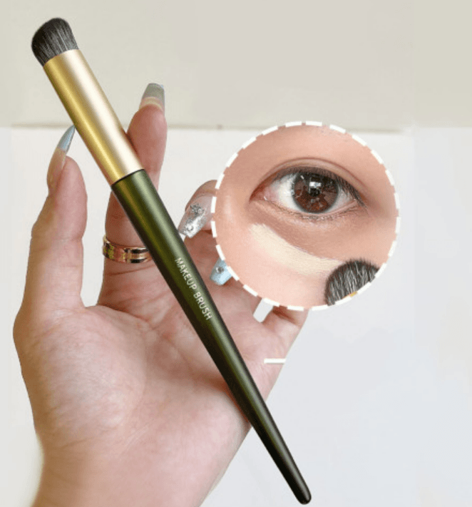 GECOMO 올리브그린 뾰족 사선 컨실러 브러쉬 파운데이션 메이크업 화장 브러쉬