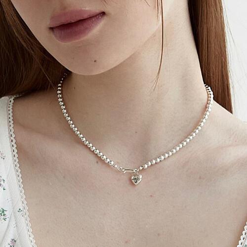 Love ball hook necklace (silver)