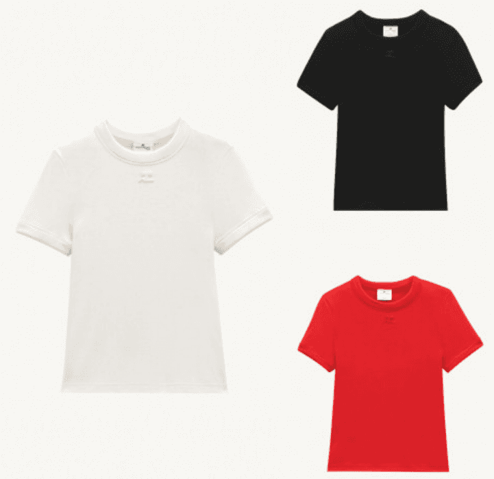 꾸레쥬 쿠레주 클래식 립 티셔츠 화이트/블랙/레드 322JTS028JS00019999