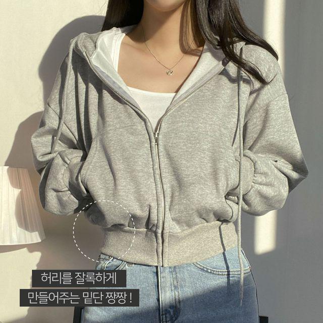[기모선택] 핏대박 크롭 후드 집업