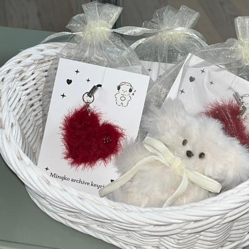 하트 뜨개 키링 M