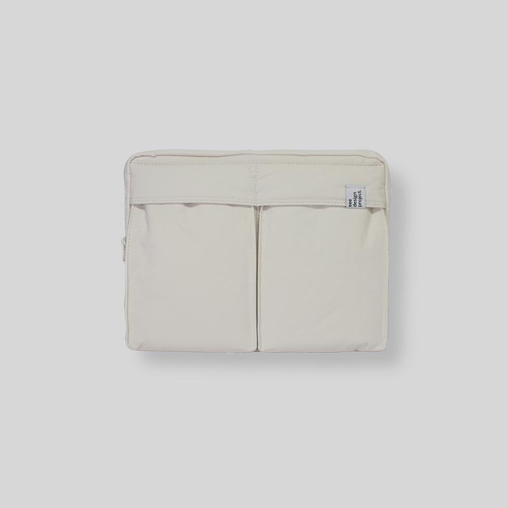 [Pouch] 베이직 심플 투 포켓 아이패드 파우치                (아이보리)