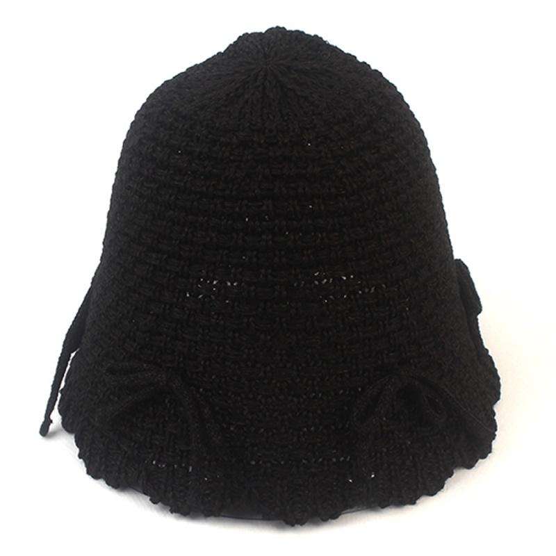 Ribbon Black Knit Bucket Hat 여름버킷햇