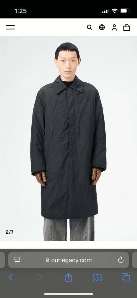 [OUR LEGACY]BLITHE COAT Shining Black Crinkle Solaro (M4241BSB)  | 오케이몰