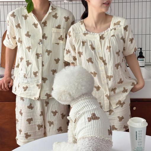 강아지커플잠옷 테디 커플룩 견주 반려견 s