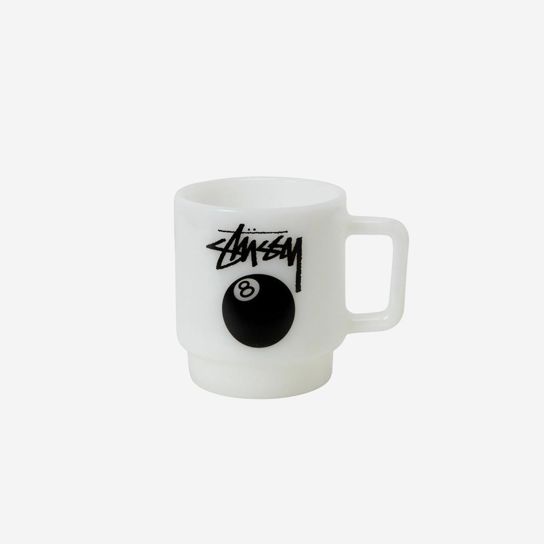 Stussy 8 Ball Milk Glass Stacking Mug White