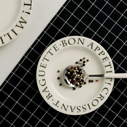 시나카사 도자기 빈티지 예쁜접시 디저트그릇 본아페티 레터링 플레이팅 접시 S