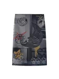 官方正品KAGA 地铁涂鸦朋克废土印花雪纺弹力半身裙