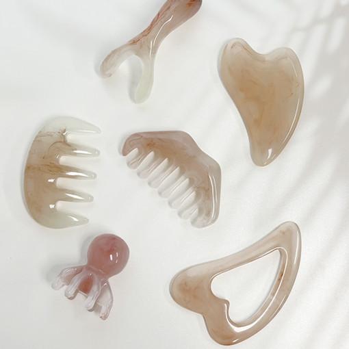 미디엄라이프 천연 밀랍 수지 두피 괄사 마사지기 빗 머리 마사지