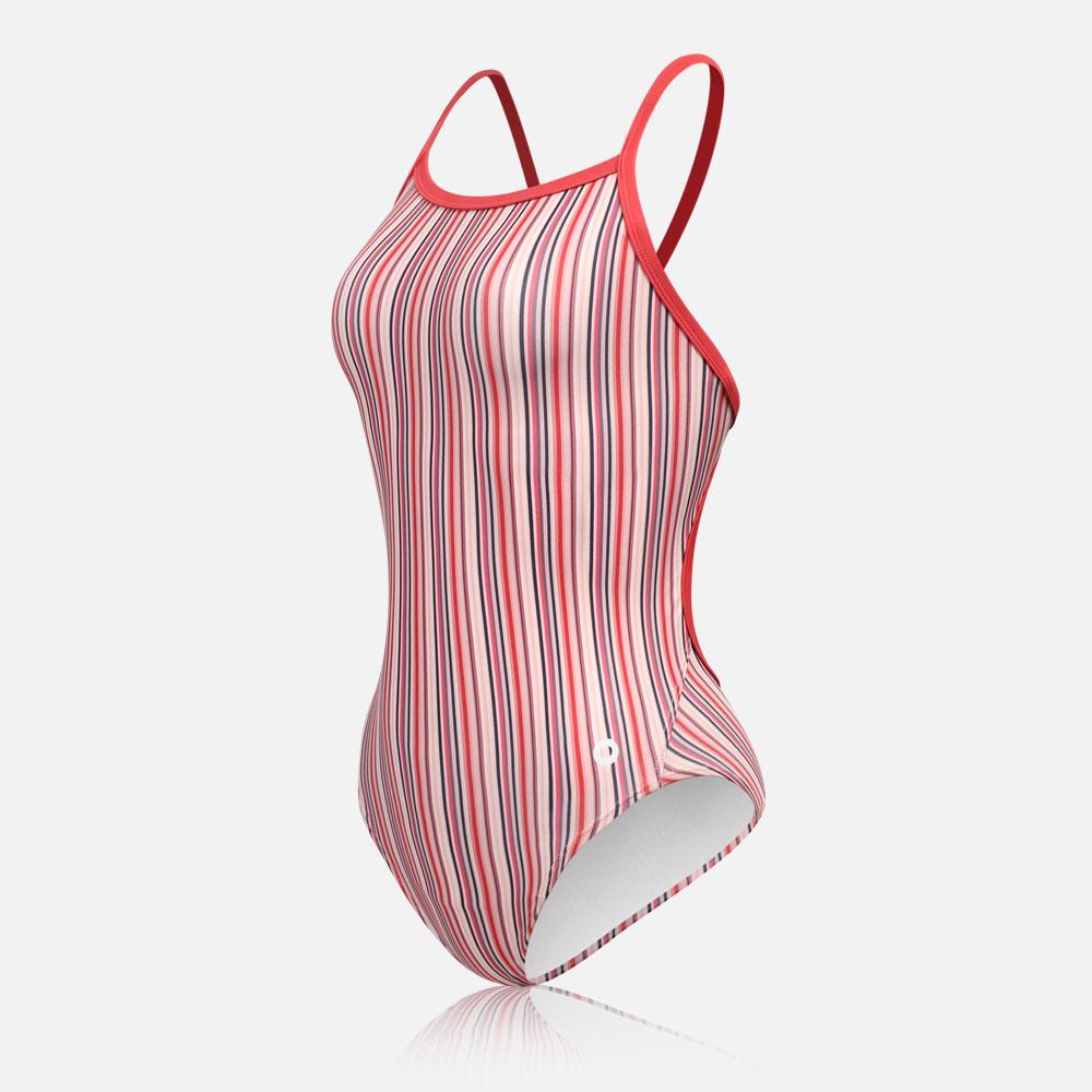 Stripe cocktail red (스트라이프 여자수영복 칵테일레드)