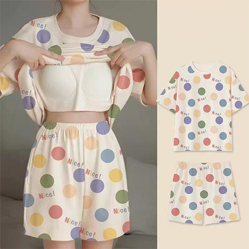 ★금요특가 자정마감 50%★패턴 브라패드 티셔츠&반바지 홈웨어 2SET