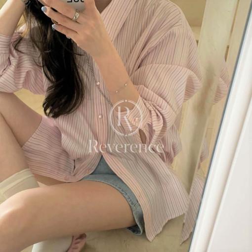 pyt 페인트 스트라이프셔츠 프리티영띵 핑크 봄 여성남방 프영띵