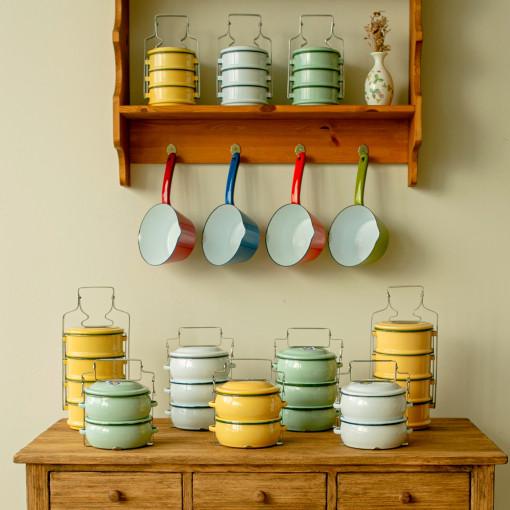 빈티지한 법랑 도시락 에나멜웨어 캠핑 피크닉