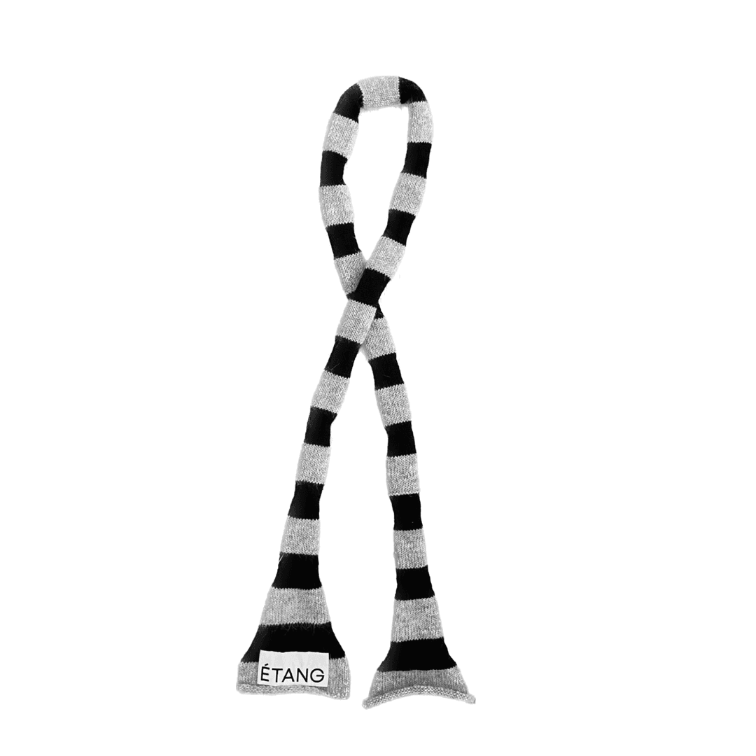 Étang Knit scarf | Angora stripe_ gray&black