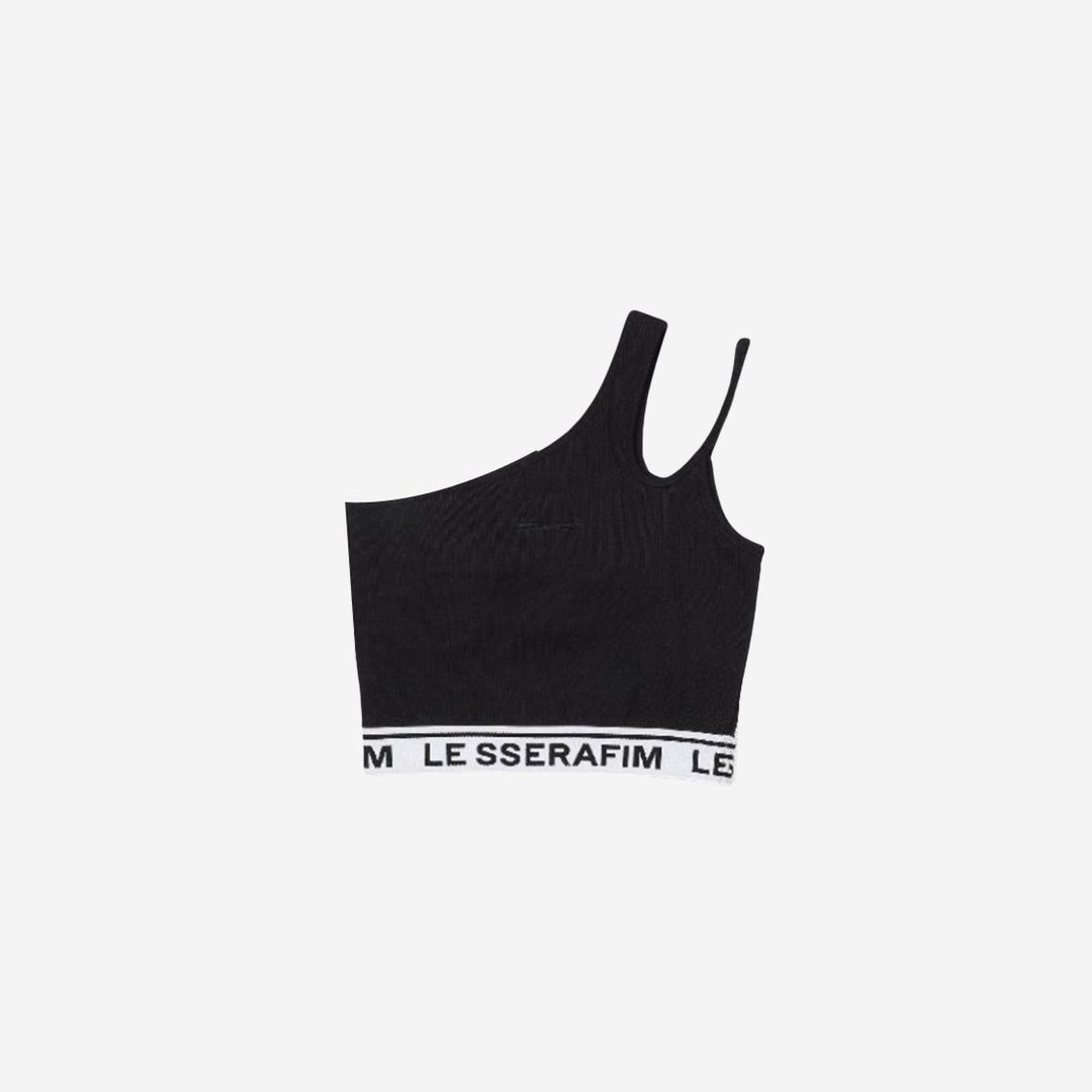 (W) LE SSERAFIM One Shoulder Bra Top Black