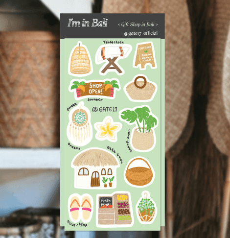 발리의 기프트샵/칼선 스티커 다꾸 스티커 1매 다이어리꾸미기 신용카드스티커