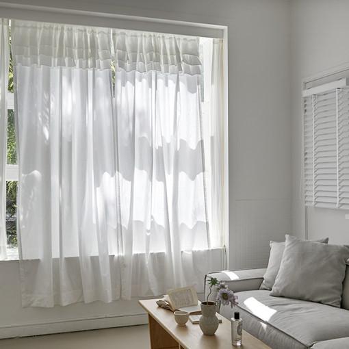 내추럴 프릴 순면 광목 가리개커튼 (긴창형)