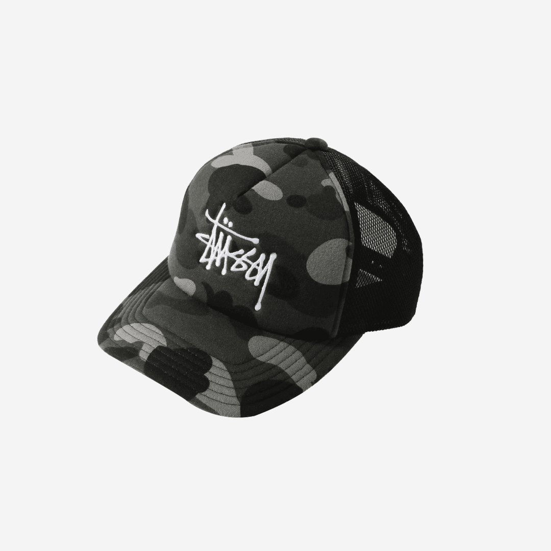 Stussy x BAPE Trucker Cap Black