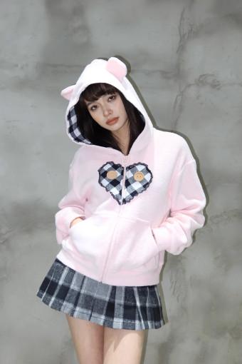 [Eat me Plz] 핑크 베어 후드집업 뉴진스 해린 착용 PINK BEAR HOODIE : 젤리보드