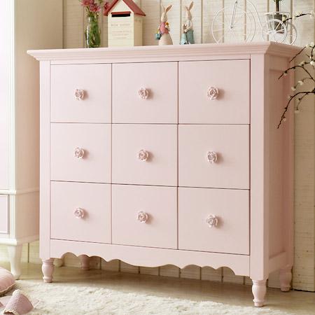 꿈에그린)핑크로즈서랍콘솔(핑크/화이트)