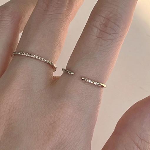 14k 18k 꼬냑 다이아 여자 금 오픈링 데일리 레이어드 실 반지