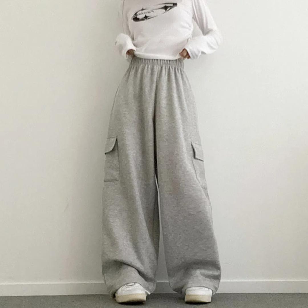 [기모안감/9color] 겨울 기모 카고 와이드 밴딩 팬츠_스윗라떼