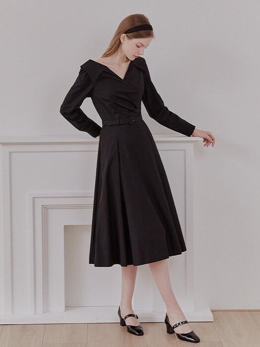 ELLIE V-neck shirt dress (Beige/Black)
