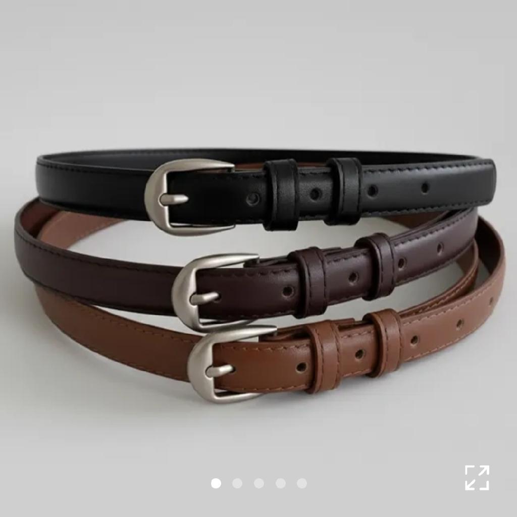 [ 3일만할인/당일출고] 데일리 가죽 무광 실버 레 더 허리띠 봄 벨트