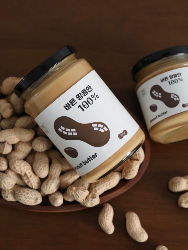 무첨가 무가당 수제 땅콩버터 100% 220g, 360g 피넛잼 백퍼센트 [원산지:미국산]