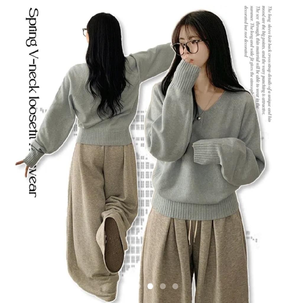 [여리여리~간절기니트] 베이직 나그랑 아방핏 긴팔 가 을 브이넥 니트