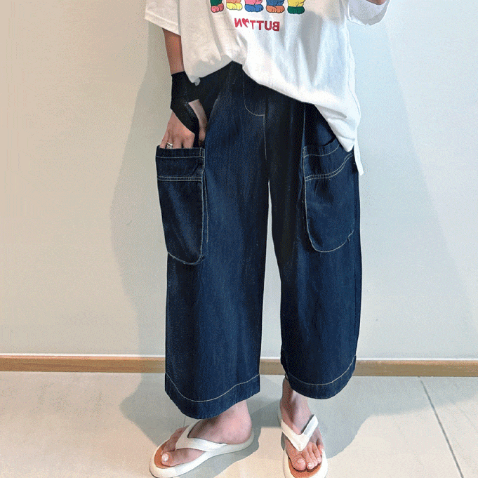 프리마 포켓 와이드 밴딩팬츠