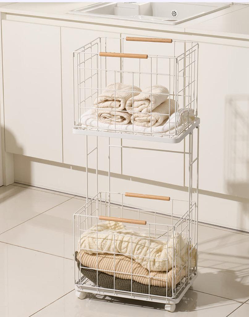 [유딘살림 공동구매] 미스터데코 화이트 2단 빨래바구니