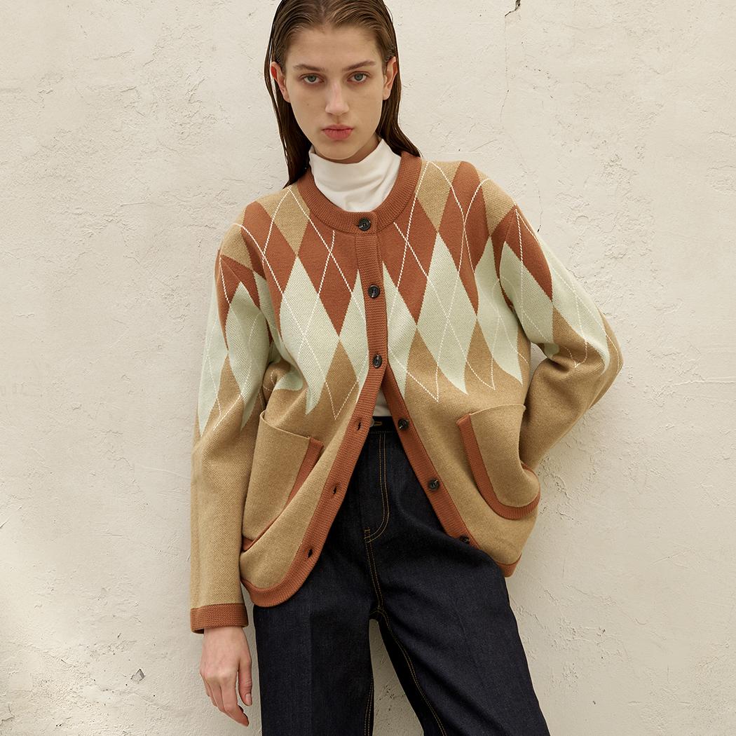 (CD-2067)콜린 아가일 오버핏 니트 가디건