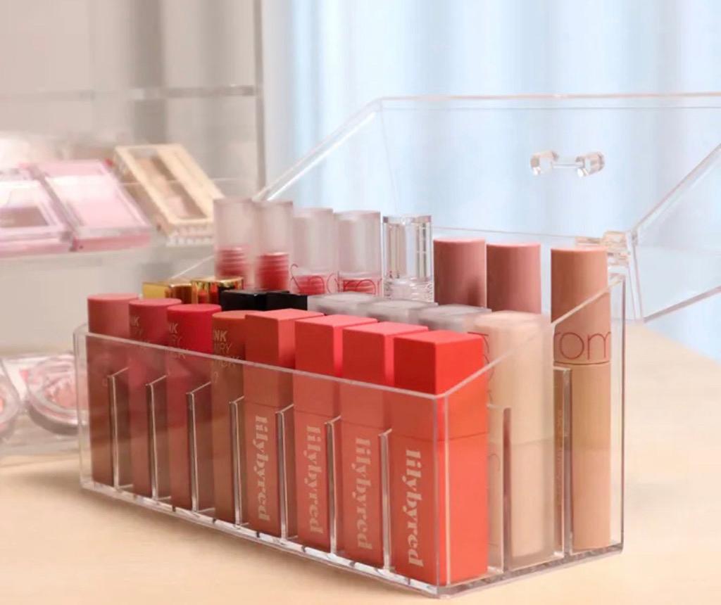 캔디플래닛 뚜겅 립스틱보관함 코스매틱 화장품 정리함 투명 아크릴 케이스 18칸 24칸