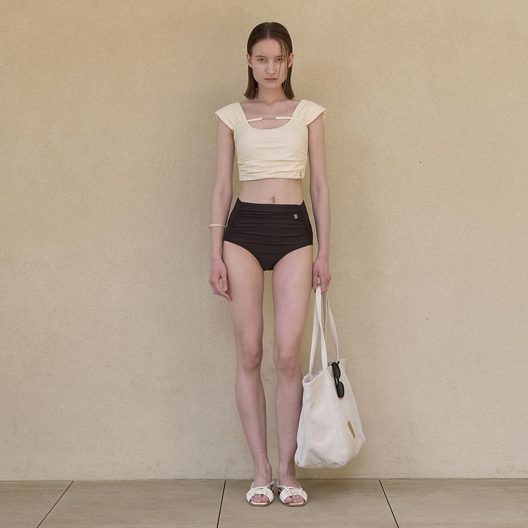 (SW-808)SWAN HIGH WAIST SWIM PANTS DEEP BROWN