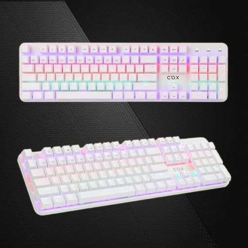 화이트 키보드 무소음 저소음 적축 키보드 PC방 사무실 게이밍 기계식 키보드 RGB 키보드 : HyunCom