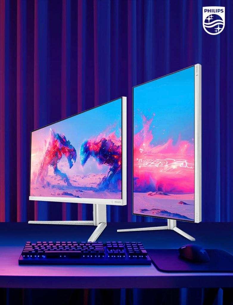 필립스 에브니아 27M2N5511P QHD 240Hz 게이밍 화이트 듀얼 모니터 무결점