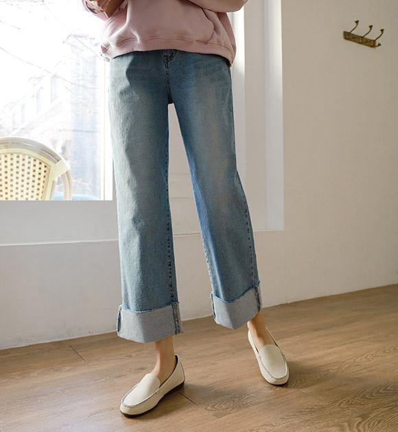 8DA24750AA_칠저 연청 와이드 롤업진