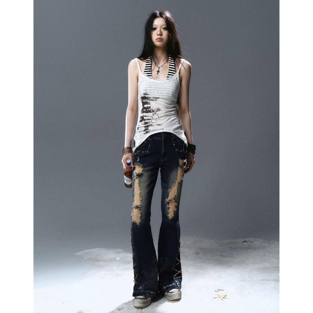 CEST NOUS 청바지 Sea Witch Poetry 로우웨이스트 팬츠